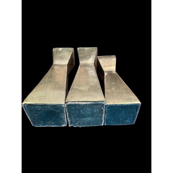 Square Double Inverted Pyramid Shape Brass Candlesticks MCM Lot Of 3 - 8” & 6.5” - Picture 6 of 10